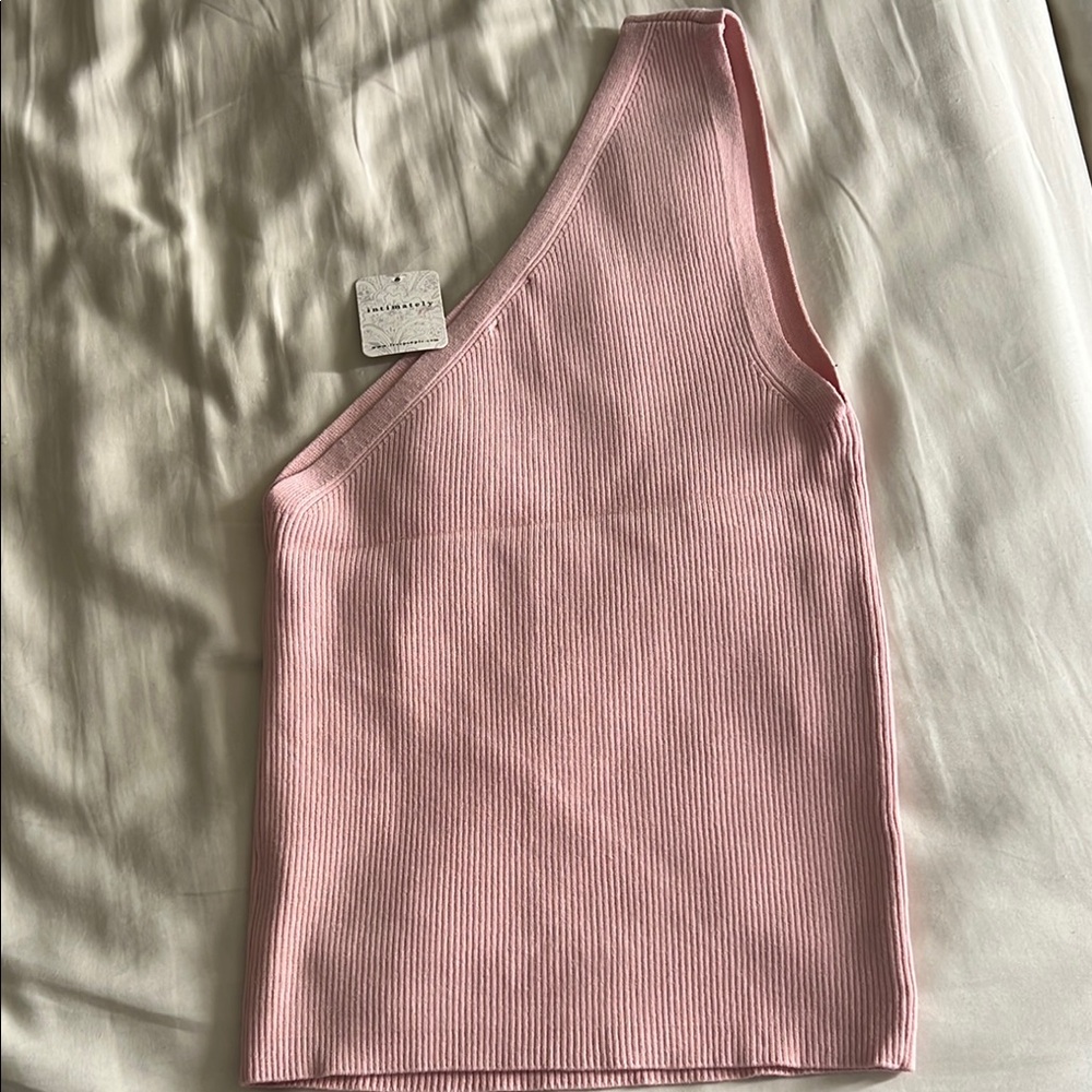 Pink One-Shoulder Ribbed Top - Picture 5 of 5